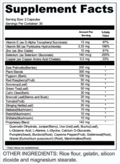 Vital Flow supplement facts